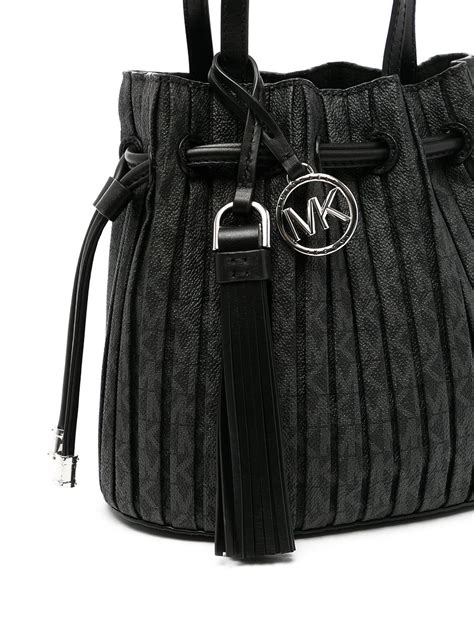 michael michael kors willa extra-small pleated logo tote bag|MICHAEL Michael Kors Willa XS Pleated Monogram Tote Bucket .